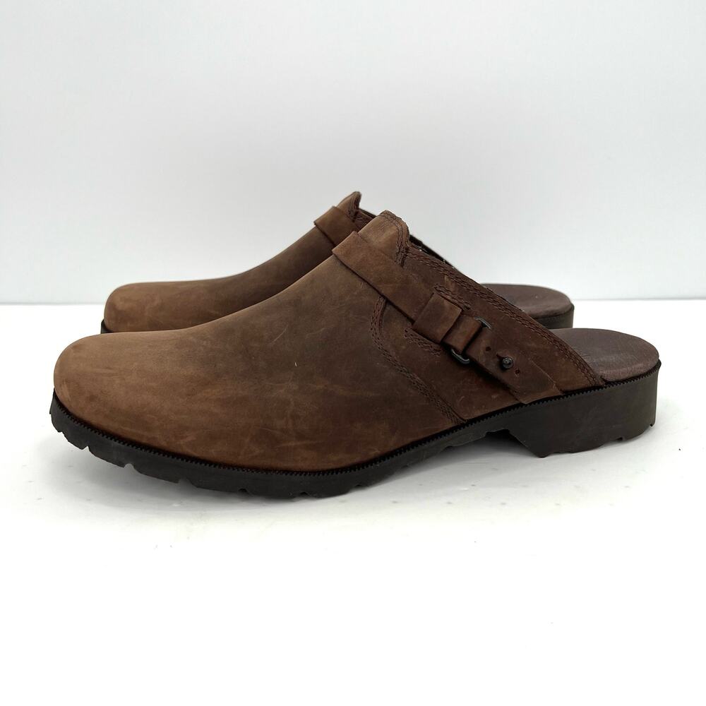 Teva De La Vina Clogs Women’s Mule Shoes Brown Suede Slip On